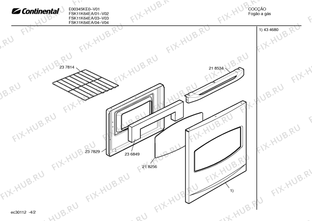 Взрыв-схема плиты (духовки) Continental FSK11K64EA - Схема узла 02