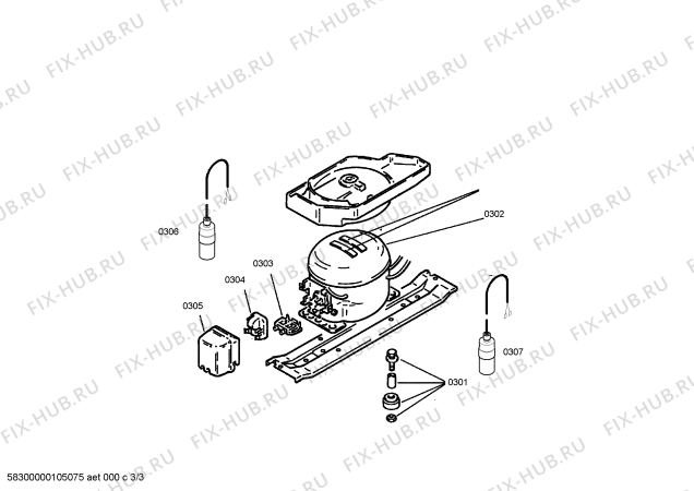 Взрыв-схема холодильника Siemens KI27M475 - Схема узла 03