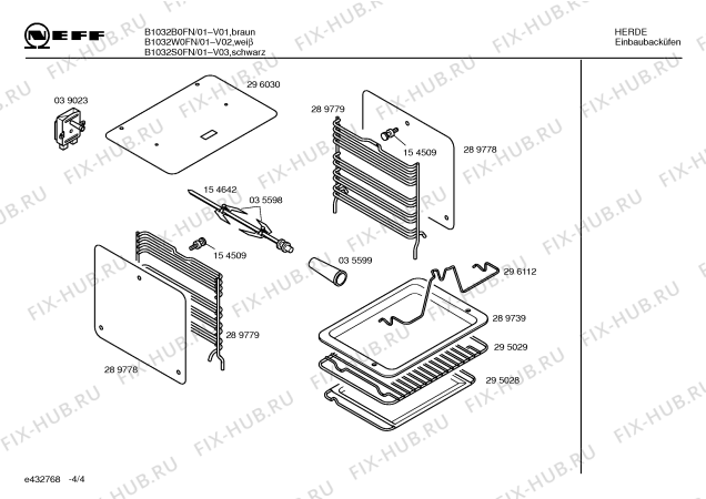 Схема №2 B1032W0FN с изображением Инструкция по эксплуатации для плиты (духовки) Bosch 00519504