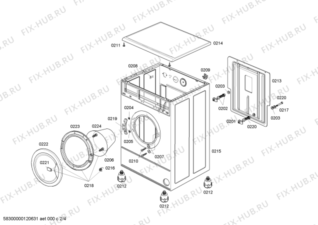Взрыв-схема стиральной машины Bosch WFA206Q41N LAV. EURO 1000 PROF - Схема узла 02