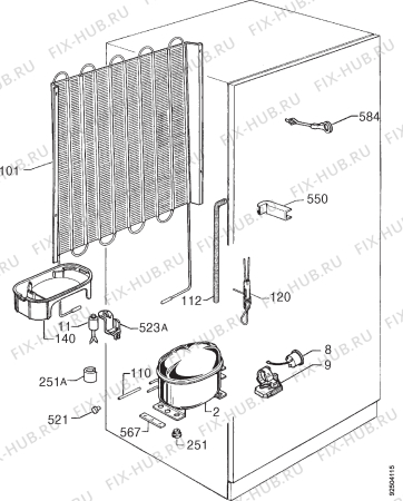 Взрыв-схема холодильника Zanussi ZI400/9 - Схема узла Cooling system 017