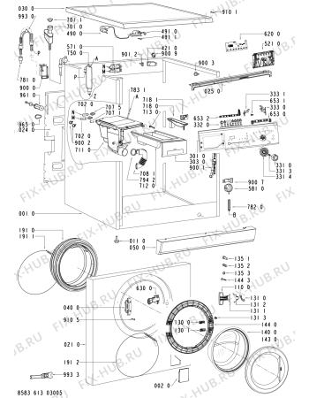 Схема №1 WA 9786 с изображением Рукоятка для стиралки Whirlpool 480111101035