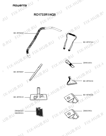 Взрыв-схема пылесоса Rowenta RO1733R1/4Q0 - Схема узла UP003556.2P2