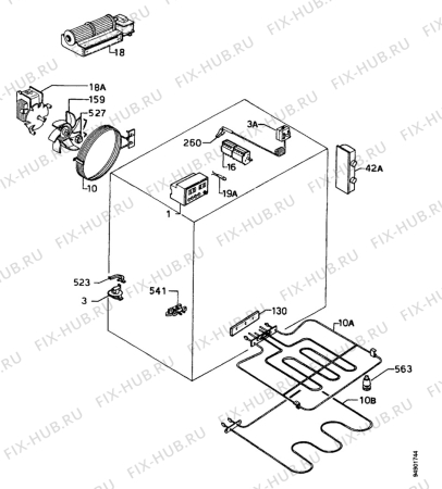 Взрыв-схема плиты (духовки) Alno ABE4040UD - Схема узла Functional parts