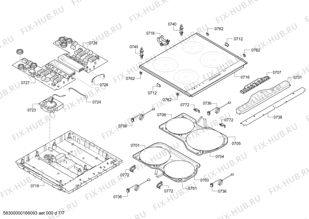 Взрыв-схема плиты (духовки) Siemens HC748233U - Схема узла 07