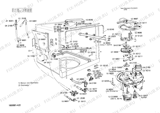 Взрыв-схема посудомоечной машины Bosch 0730200561 E700-32A - Схема узла 02