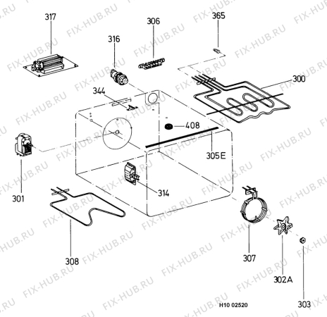 Взрыв-схема плиты (духовки) Electrolux EOB944W - Схема узла Functional parts