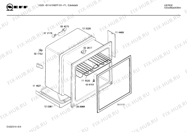 Схема №4 B1141N0FF 1029 с изображением Панель для плиты (духовки) Bosch 00284795