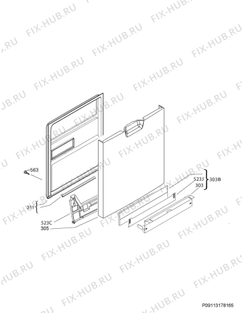 Взрыв-схема посудомоечной машины Frigidaire Gallery FGCD2456QW0A - Схема узла Door 003