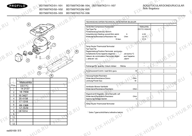 Взрыв-схема холодильника Profilo BD7500TKD - Схема узла 03