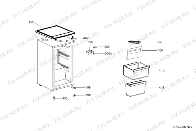 Взрыв-схема холодильника Electrolux RUT700AOW - Схема узла Housing 001