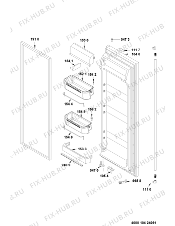 Взрыв-схема холодильника Whirlpool WSP5596 A+X - Схема узла