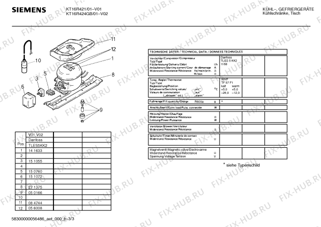 Взрыв-схема холодильника Siemens KT16R421 - Схема узла 03