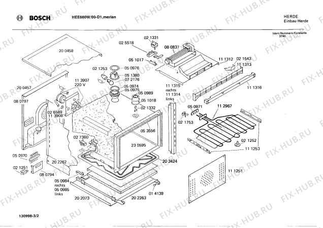 Взрыв-схема плиты (духовки) Bosch HEE660W - Схема узла 02