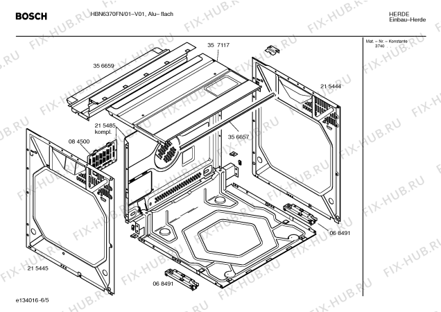Взрыв-схема плиты (духовки) Bosch HBN6370FN - Схема узла 05