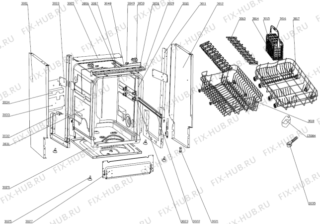 Схема №1 MV51010 (230964, WQP8-9347) с изображением Фиксатор для посудомоечной машины Gorenje 290812
