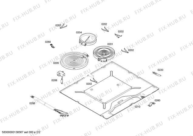 Схема №2 3EB717F с изображением Стеклокерамика для духового шкафа Bosch 00682938