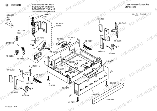 Взрыв-схема посудомоечной машины Bosch SGS8572II Exclusiv - Схема узла 05