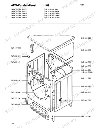 Взрыв-схема стиральной машины Aeg LTH56600  B - Схема узла Section1