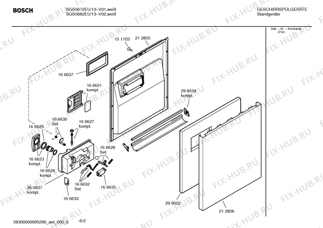 Взрыв-схема посудомоечной машины Bosch SGS5672EU - Схема узла 02