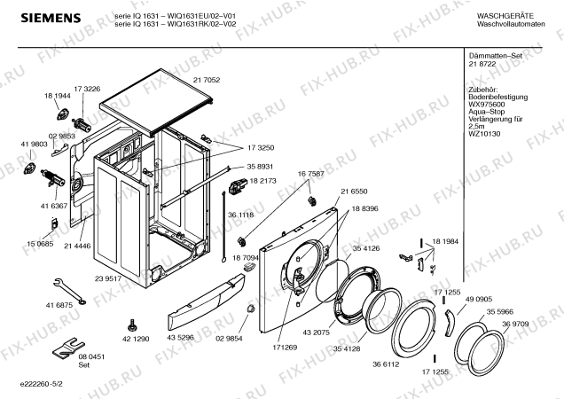 Схема №2 WIQ1631EU serie IQ 1631 с изображением Инструкция по установке и эксплуатации для стиральной машины Siemens 00587263