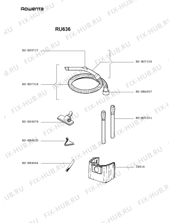 Взрыв-схема пылесоса Rowenta RU636 - Схема узла EP001545.8P3
