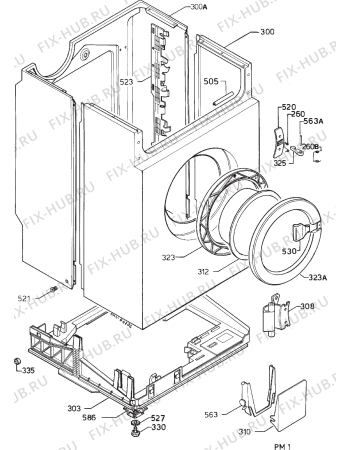 Взрыв-схема стиральной машины Electrolux EW1005F - Схема узла Cabinet + armatures