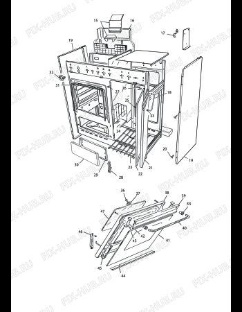 Взрыв-схема плиты (духовки) DELONGHI GGC 8540 GB - Схема узла 2