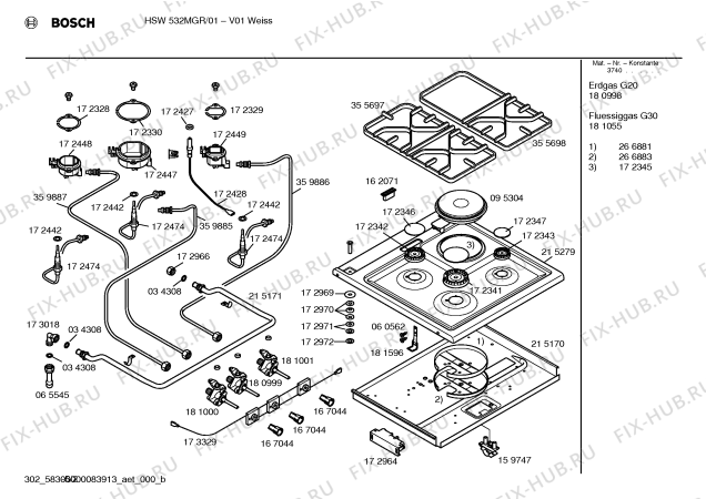 Взрыв-схема плиты (духовки) Bosch HSW532MGR - Схема узла 02