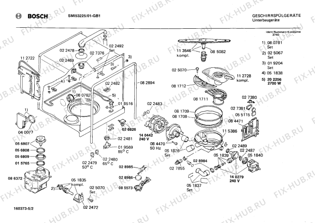 Взрыв-схема посудомоечной машины Bosch SMI53225 - Схема узла 02