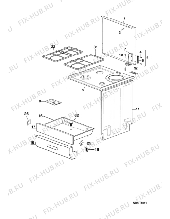 Взрыв-схема плиты (духовки) Faure CMP6985W2 MUL.P.3+1 - Схема узла Housing 001