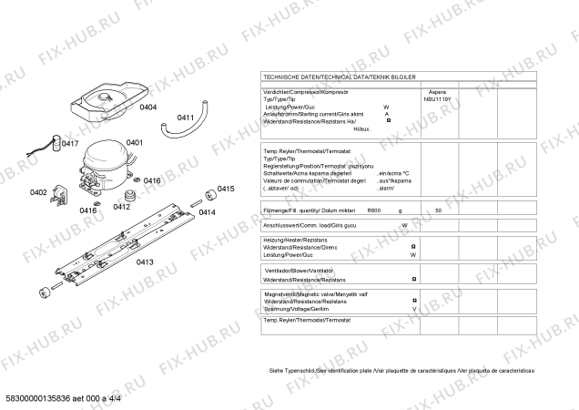 Взрыв-схема холодильника Bosch KDN40A73NE - Схема узла 04