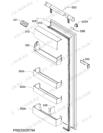 Взрыв-схема холодильника Electrolux ERG2195AOW - Схема узла Door 003
