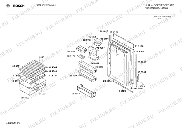 Взрыв-схема холодильника Bosch KFL1523 - Схема узла 02