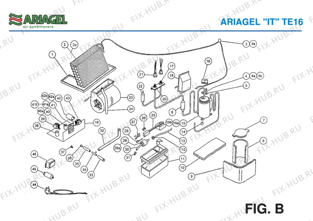Взрыв-схема кондиционера Ariagel TE 16 - Схема узла 3
