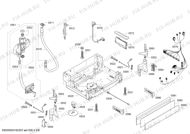 Взрыв-схема посудомоечной машины Bosch SMU43L45SK SilencePlus - Схема узла 05