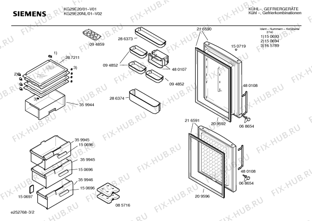 Схема №1 KG29E20 с изображением Инструкция по эксплуатации для холодильника Siemens 00527202