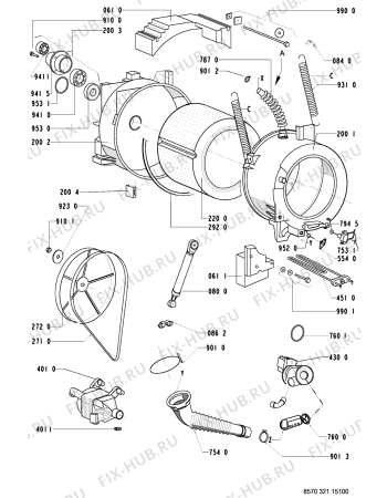 Схема №1 AWM 321 AL с изображением Ручка (крючок) люка для стиралки Whirlpool 481949878426