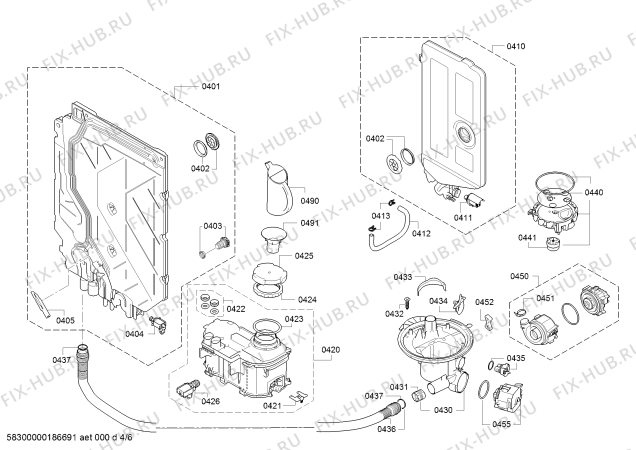 Взрыв-схема посудомоечной машины Bosch SMV58L00GB - Схема узла 04