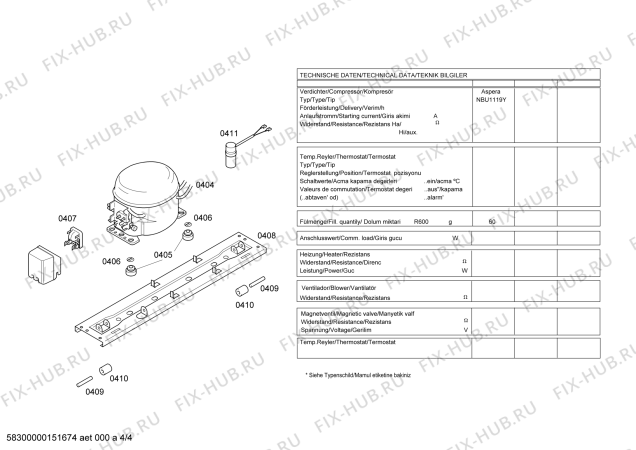 Взрыв-схема холодильника Bosch KDN45V04NE - Схема узла 04