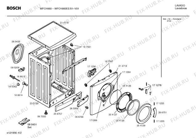 Взрыв-схема стиральной машины Bosch WFO1660EE Bosch Maxx 1660 - Схема узла 02