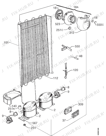 Взрыв-схема холодильника Zanussi ZFK26/11LP - Схема узла Cooling system 017
