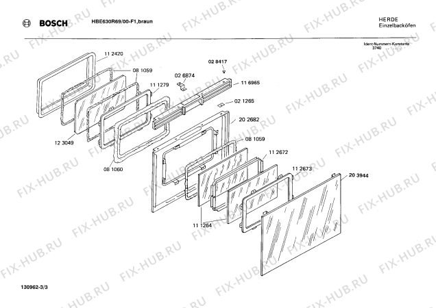 Взрыв-схема плиты (духовки) Bosch HBE630R69 - Схема узла 03