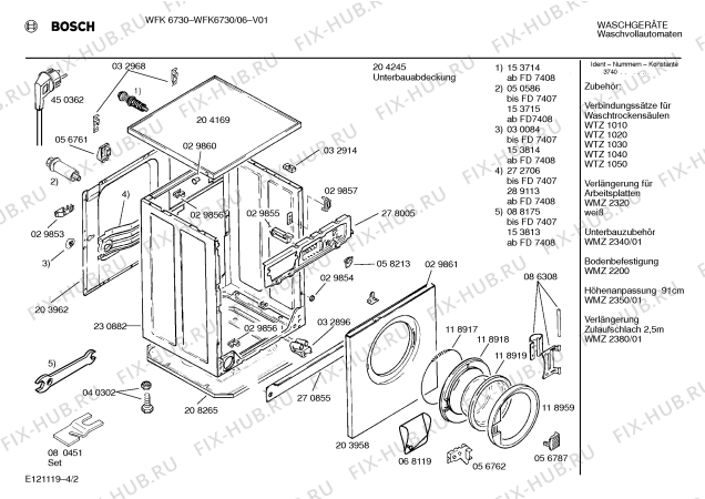 Схема №3 WFK6730 с изображением Панель управления для стиралки Bosch 00285912