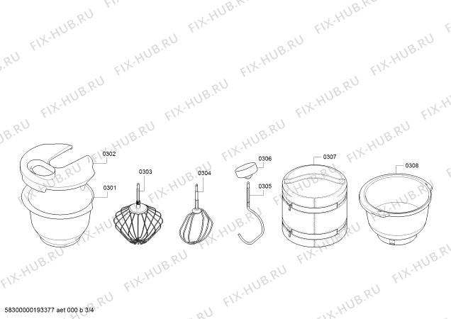 Взрыв-схема кухонного комбайна Bosch MUM58243 - Схема узла 03