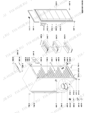Схема №1 ACO 057 с изображением Часть корпуса для холодильной камеры Whirlpool 480132102899