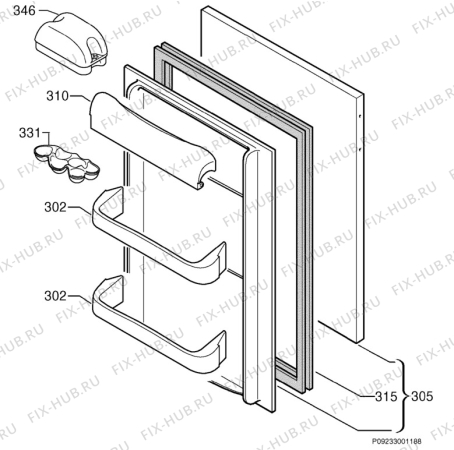 Взрыв-схема холодильника Zanussi ZT52/2R - Схема узла Door 003