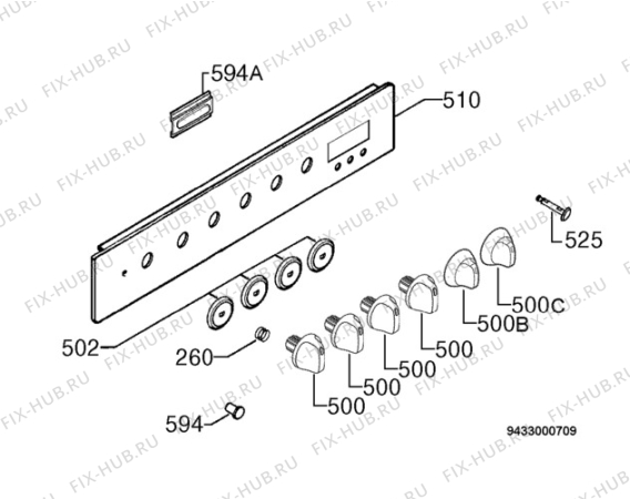 Взрыв-схема плиты (духовки) Electrolux EKK603503X - Схема узла Command panel 037