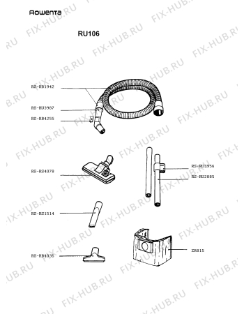 Взрыв-схема пылесоса Rowenta RU106 - Схема узла RU106___.__1