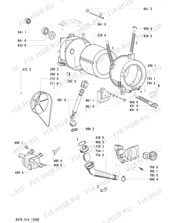 Взрыв-схема стиральной машины Indesit AWM514552 (F092392) - Схема узла